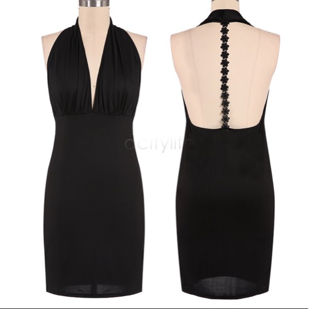 NEW SEXY V- Neck Backless Dress - Picture 2 of 6